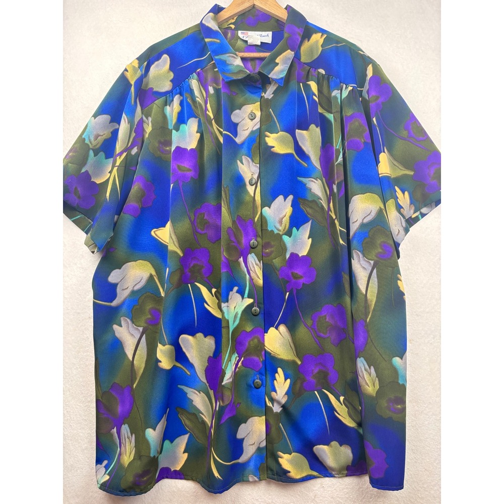 A Personal Touch Blouse Womens 4X Floral Print Button Front Cottagecore Retro‎